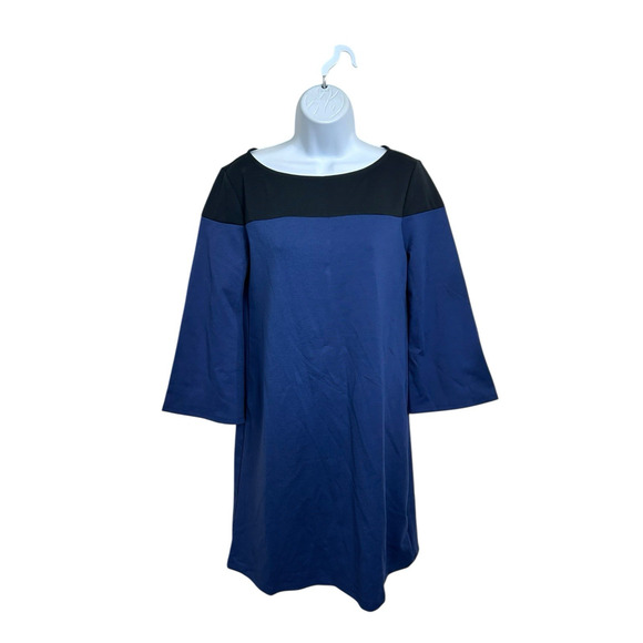 Gap Long-Sleeve Colorblock Shift Short Dress Ponte Sz Small Comet Blue New - Picture 4 of 8